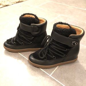 Coach shearling wedge booties size 7.5